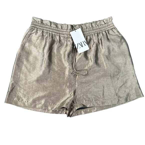 Zara Pants - Zara Women's Metallic Drawstring Shorts Size XL